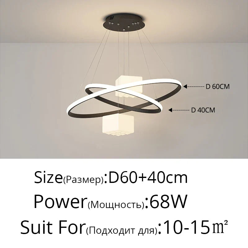 DecorBites™ LED Chandelier: Modern Living Room Kitchen Hanging Light, White Indoor Lighting Fixture