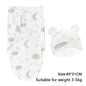 Baby Blanket Hat Set Cartoon Printed Cotton Newborn Swaddle Adjustable