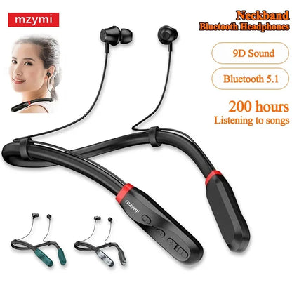 MZYMI I35 Neckband Bluetooth Headphones 200 Hour Play Wireless Earphone 9D Sound Sport Headset Waterproof TWS Earbuds For XIAOMI