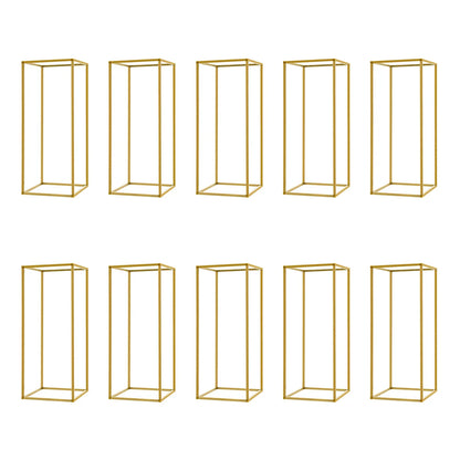 10Pcs Wedding Flower Stand Set 23.62"H Gold Metal Column Rack Wedding Party Prop Decor Balloon Display Holder Flower Vase Pillar