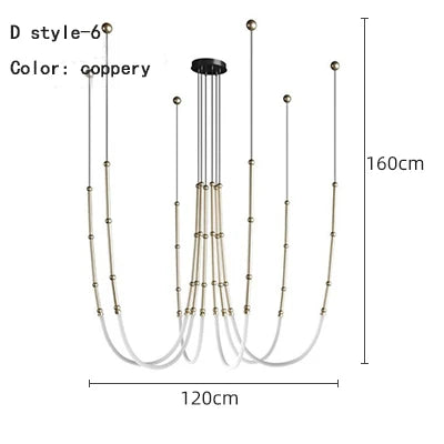 DecorBites™ Linear Creative Chandelier: Nordic Italian Designer Modern Lighting for Living Room Lobby