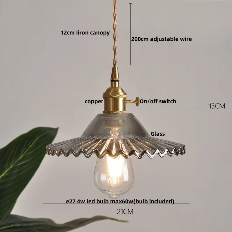 DecorBites™ Green Glass LED Pendant Light: Nordic Modern Hanging Lamp for Dining & Bedroom