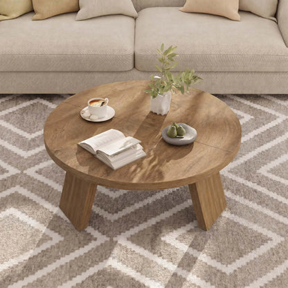 33.5 Inch Round Coffee Table for Living Room, Modern Center Table with