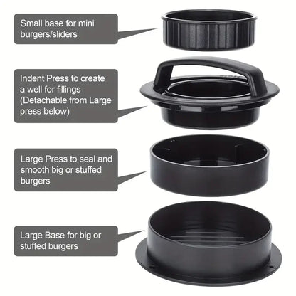 Burger Press Mold & Patty Press Maker -3 in 1 Stuffed Hamburger Patty