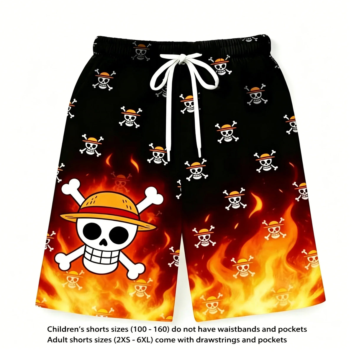 Anime One Piece Luffy Printed Short Sleeve T Shirt and Shorts Set