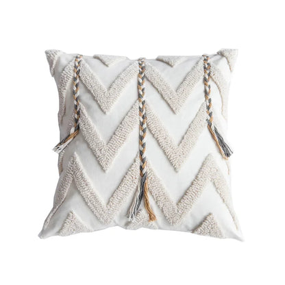 DecorBites™ Lace Tassel Cushion Tufted Sofa Pillowcase for Office Chair Pad