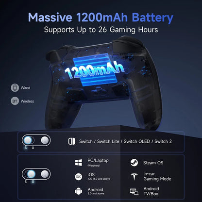 EasySMX S10 Wireless Gamepad TMR Joystick RGB Controller Compatible with Switch 1/2/PC/Phone/TV/Steam, Wake Up, For Pokemon