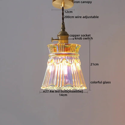 DecorBites™ Japanese Style LED Pendant Lamp Copper Glass Hanging Light Fixtures