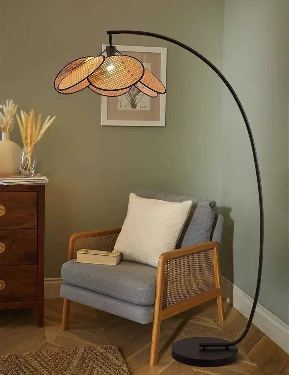 DecorBites™ Leaf Grid Handmade Rattan Screen Chandelier for Modern Living Room and Bedroom