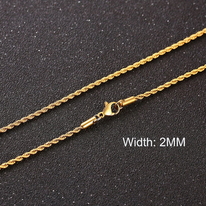 3-11mm Classic Cuban Chain Necklace for, Silver Black Gold Grey Color