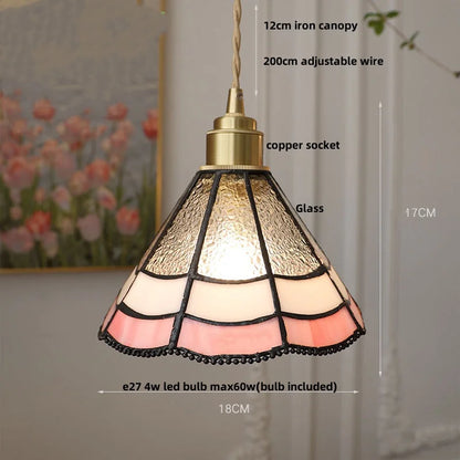 DecorBites™ Glass LED Pendant Lamp Tiffany Style Hand Stitch Dining Room Lights