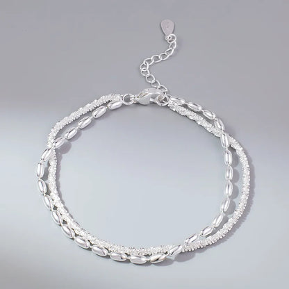 925 Silver Plated Cubic Zirconia Four Leaf Clover Bracelet for Women