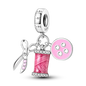 Charms Bead 925 Sterling Silver Pink Butterfly Luminous Firefly Dangle