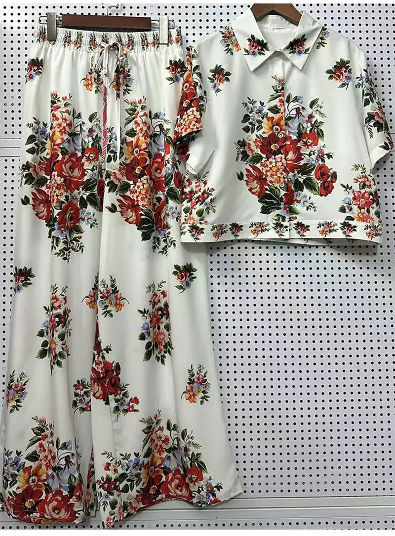 Summer New Fashion Women's Print Suit Lapel Short Sleeve Short Waist