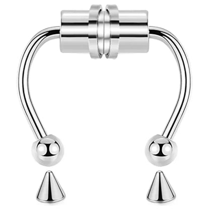 1/2/3/4/5pcs Fake Magnetic Stainless Steel Nose Rings, Non Piercing