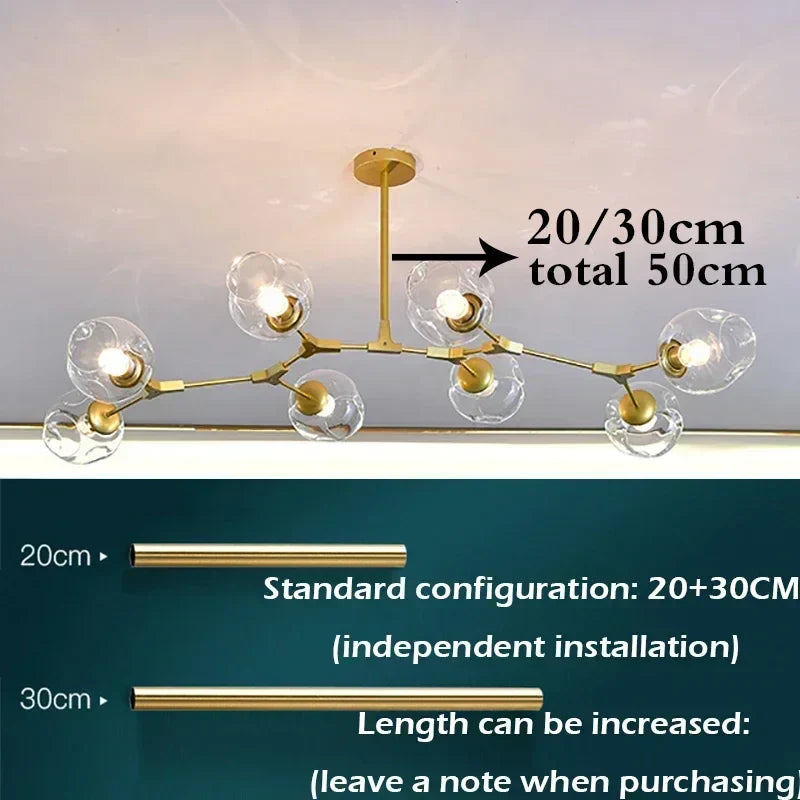 DecorBites™ Glass LED Ceiling Chandelier for Kitchen Dining Living Room