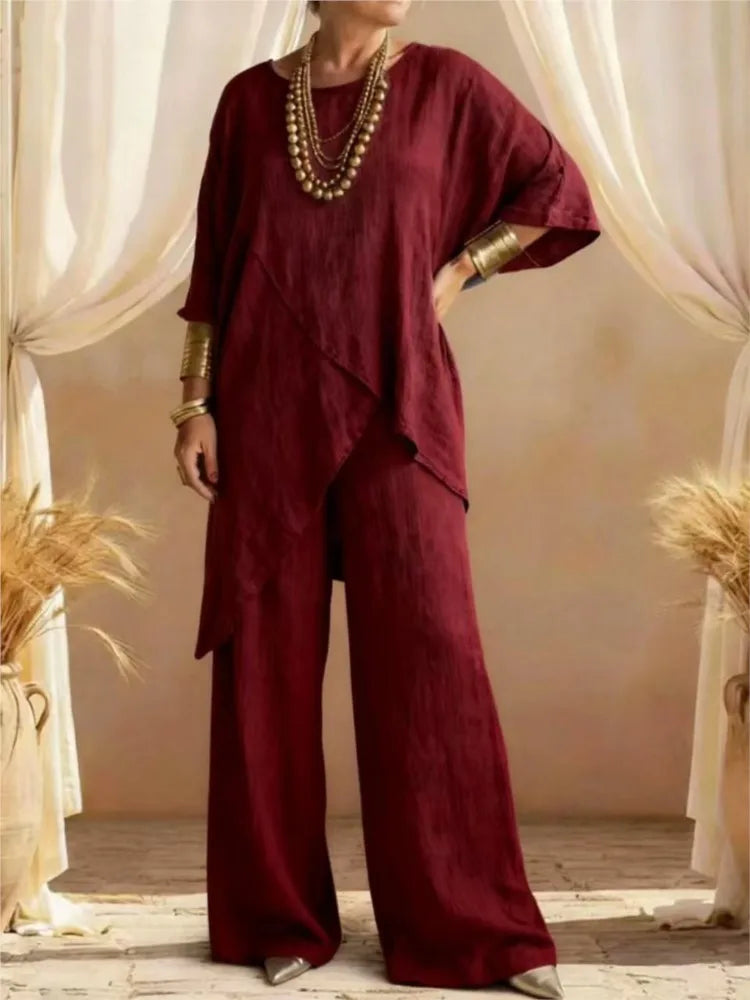Fashion Loose Women's Matching Sets Casual Half Sleeve Loose Tops and