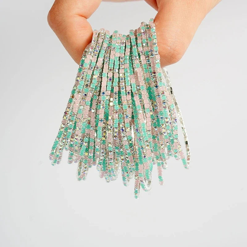 5pcs Fashion Colorful Acrylic Crystal Rhinestone Elastic Bracelet for