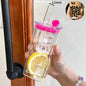 DecorBites™ Heat Resistant Glass Cup with Lid and Straw for Coffee, Milk, Tea, Juice
