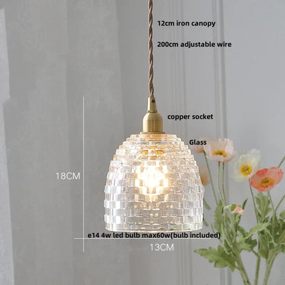 DecorBites™ Glass LED Pendant Lamp Modern Copper Socket Hanging Light