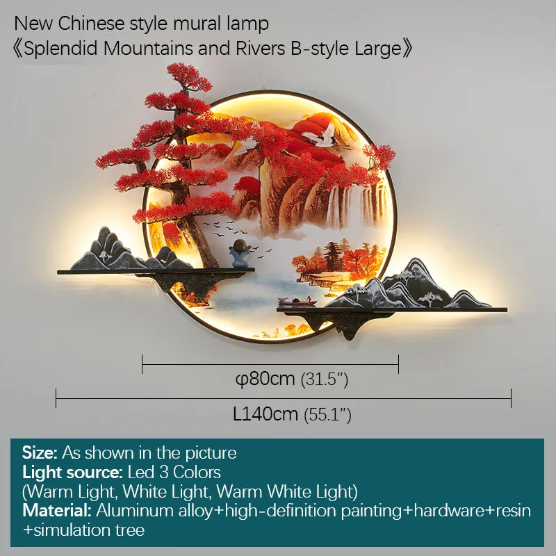 DecorBites™ LED Landscape Pine Picture Wall Light for Home Decor