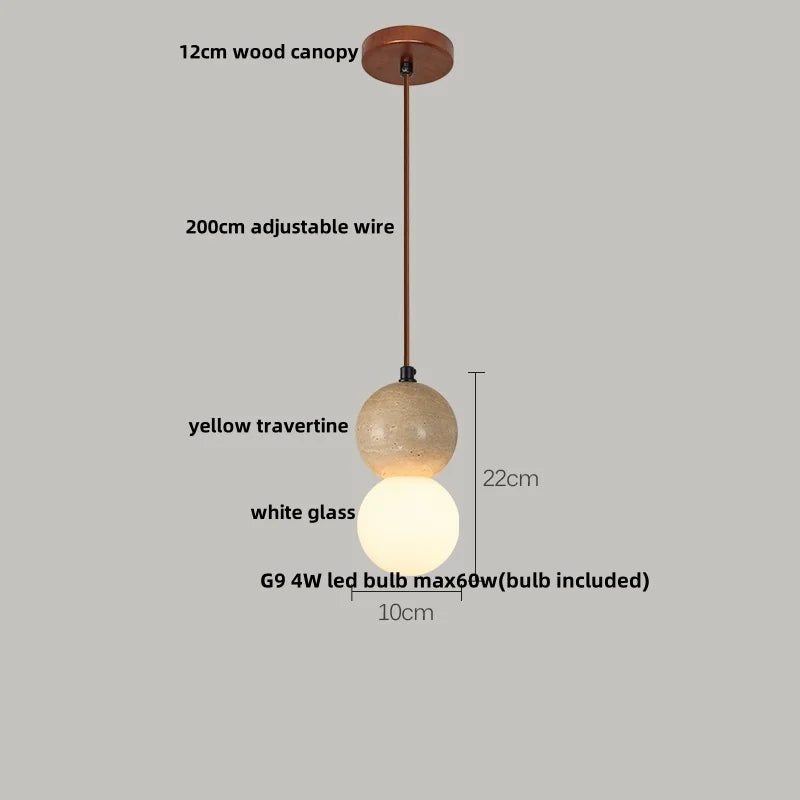 DecorBites™ Japanese Style LED Pendant Lights Wood Canopy Cement Lampshade