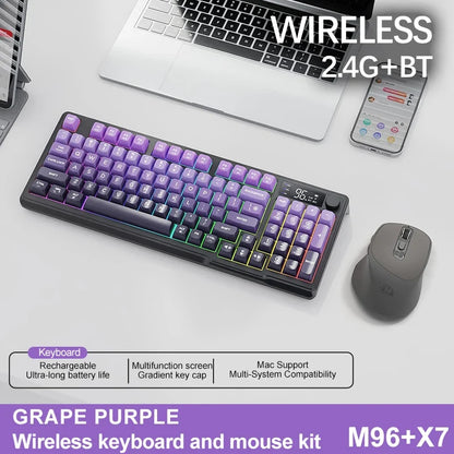 M96 Bluetooth Keyboard Wireless FREEWOLF Screen Gaming Keyboard Electronic Screen Multi-Device Connection Ergonomics Gaming