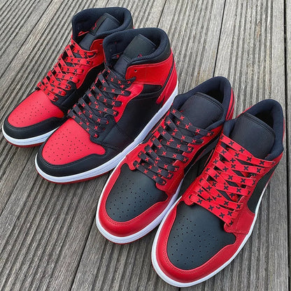 Black Red Banned Shoe Laces for Af1/aj MWTD Chicago Striped Infrared