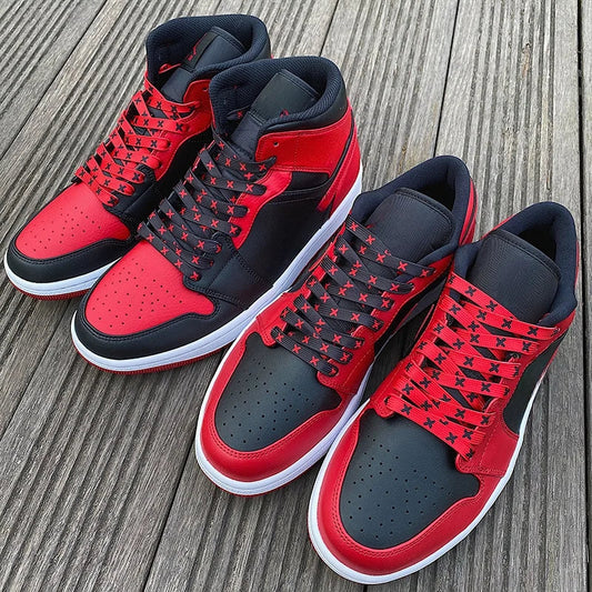 Black Red Banned Shoe Laces for Af1/aj MWTD Chicago Striped Infrared