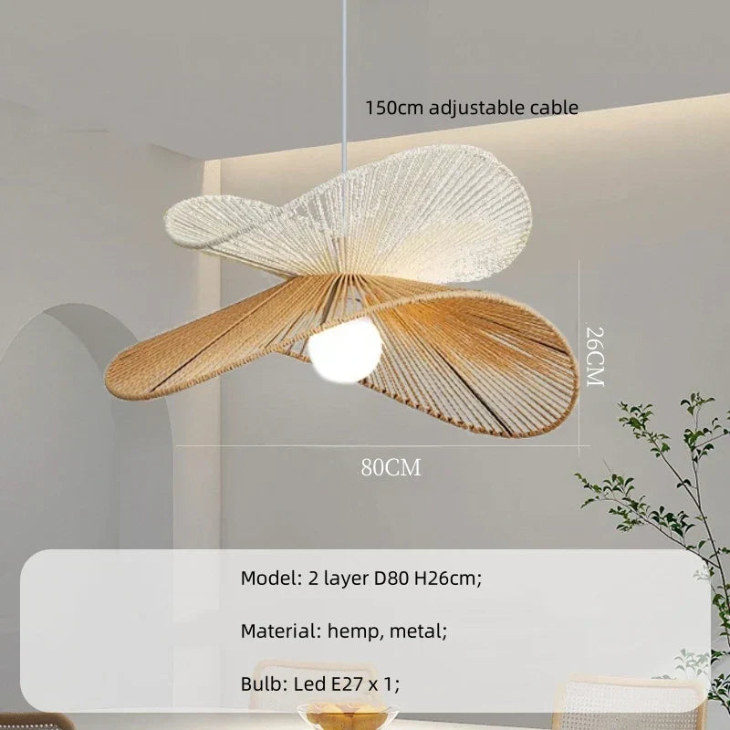 DecorBites™ Hemp Pendant Lights: Wabi Sabi LED Indoor Lighting Fixtures