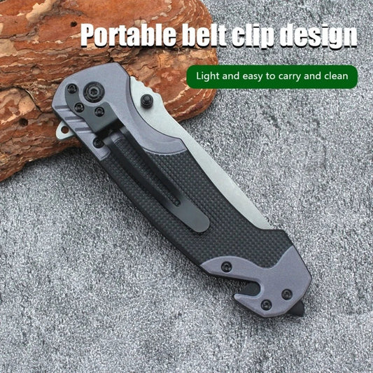 Foldable Knife Stainless Steel Outdoor Function Knife Portable Fruit Knife Multipurpose Camping Folding Damascene Pattern Knife