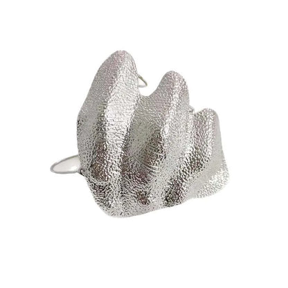 Exaggerated Metal Irregular Pleated Joint Ring for Women Men Exquisite Unique Geometric Texture Adjustable Ring Party Jewelry