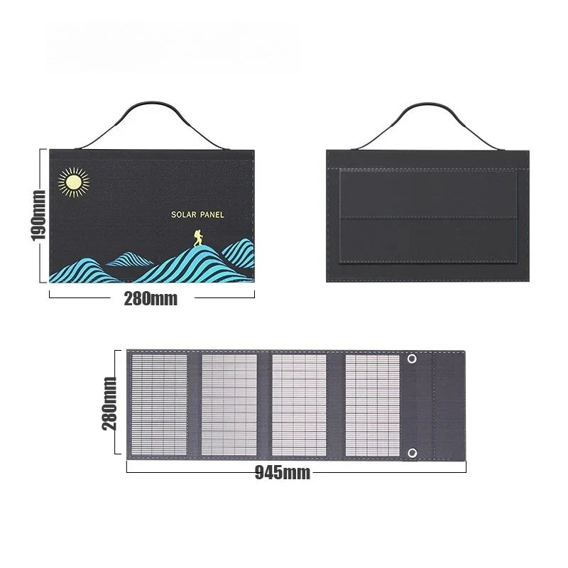 1000W Solar Panel Portable Folding Bag USB+DC Output Solar Charger Outdoor Power Supply for Home Mobile Phone Power Generator