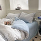 DecorBites™ Japanese Grid Print Bed Set in Washed Cotton for Summer Comfort