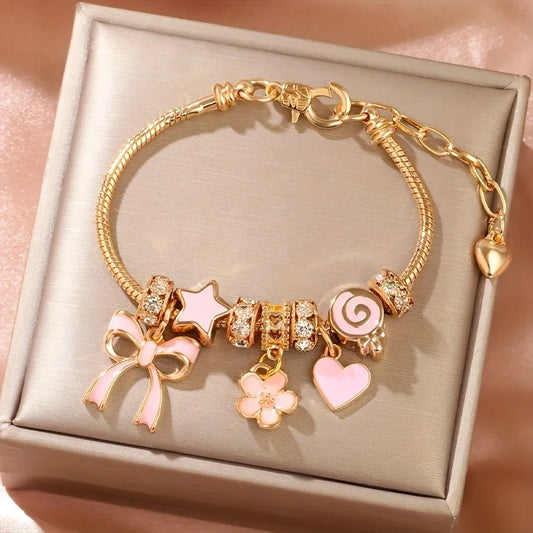 Adjustable Heart Shaped Bracelet Women Bow Heart Shaped Fashion