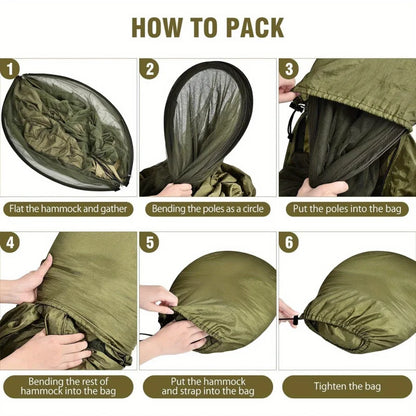 2-In-1 Camping Hammock with Mosquito Net 1.6lbs Ultralight Parachute