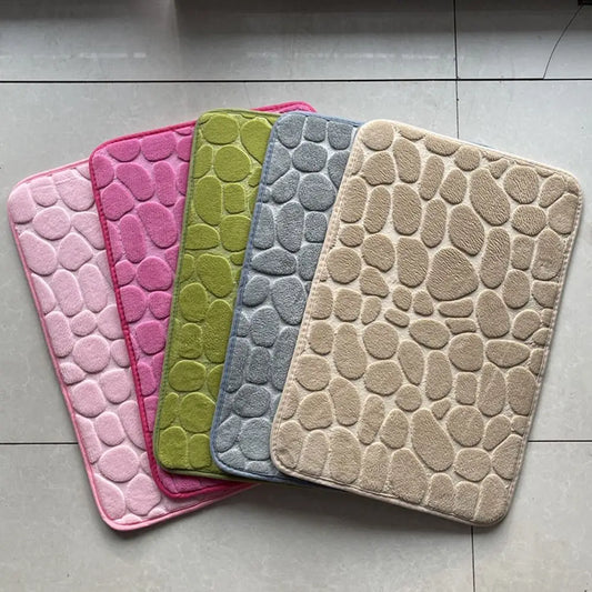 Cobblestone Embossed Bath Mat Non-slip Carpets Water Absorption Washable Bathtub Floor Rug Shower Doormat Bathroom Decor
