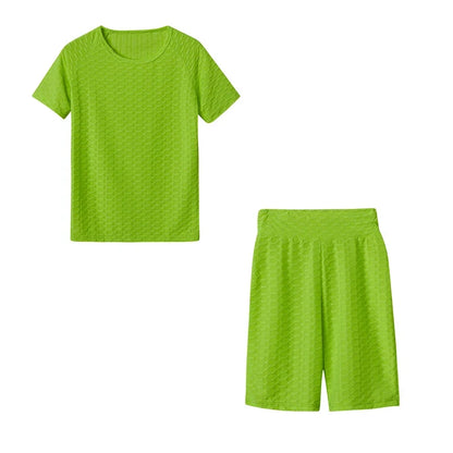 New Summer Round-Neck Solid Color Short-Sleeved Two-Piece Yoga Shorts