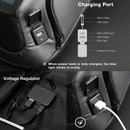 Popular Waterproof Usb Charging Multi-function Bag Solar Battery Power Distribution Board Backpack Portable Equipment Accessory