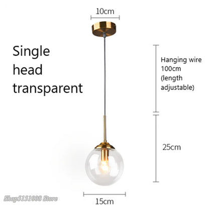 DecorBites™ Glass Pendant Lights: Nordic LED Hanging Lamp for Kitchen, Dining Room, Bedroom.