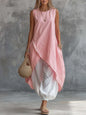 Casual Women Summer 2PCS Matching Set O-Neck Irregular Long Shirt
