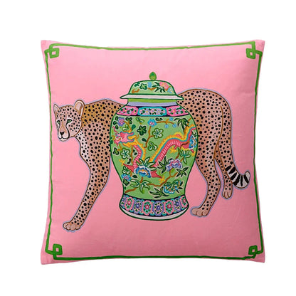 DecorBites™ Luxe Cheetah Halo Pillowcase: Decorative Tassel Cushion Cover GG Style