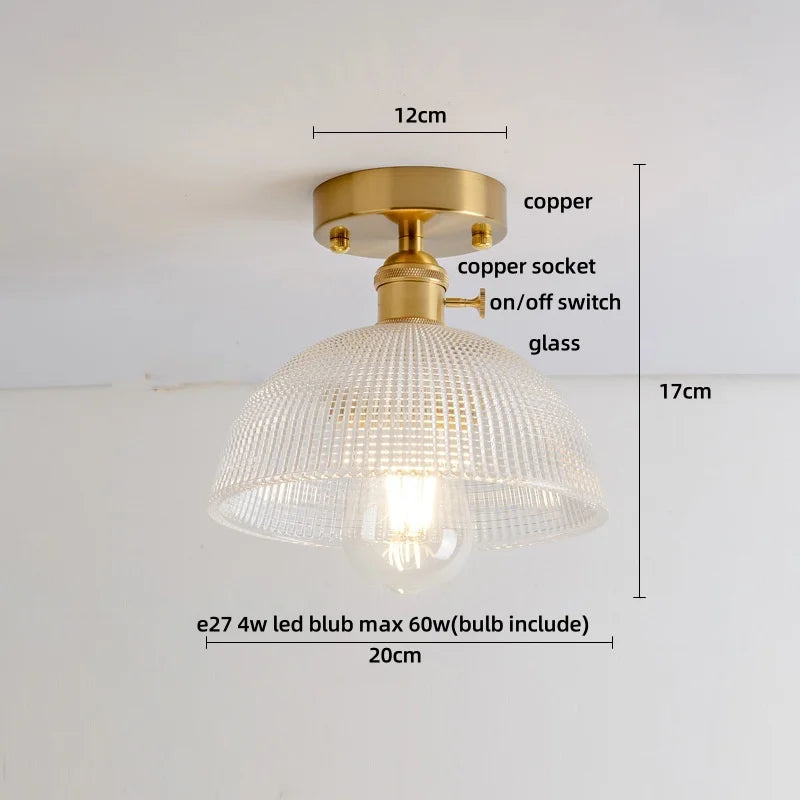 DecorBites™ Green Flower Glass Copper Ceiling Light - Nordic Modern LED, Living Room Bedroom Hallway Fixtures