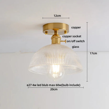 DecorBites™ Glass LED Ceiling Light for Living Room, Modern Copper Canopy, Nordic Style Fixtures