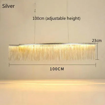DecorBites™ LED Aluminum Tassel Chandelier: Modern Waterfall Pendant Light for Living Room, Hotel, Hall