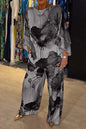 Casual Sets for Women 2 Pieces Summer Fashion Printed Satin Two Piece