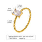 Minimalist Water Drop White Zircon Women Ring, Wave Drop Stainless Steel Ring, 18K Gold Plated Waterproof Luxury Jewelry
