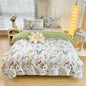 DecorBites™ Green Flower Print Bedding Set with 2 Pillowcases - Queen/King Size