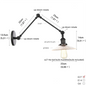 DecorBites™ Industrial Loft Swing Arm Wall Sconce Clear Glass Pull Chain Switch Bedside Lamp