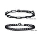 2pcs Men's Chain Bracelets, Stainless Steel Silver Gold Black Color